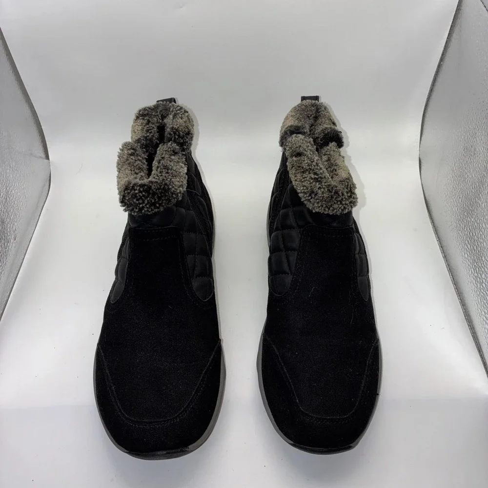 Easy Spirit Womens Black Quilted Faux Fur Trim Ankle Boots Size 7.5W‎ SEVAHES